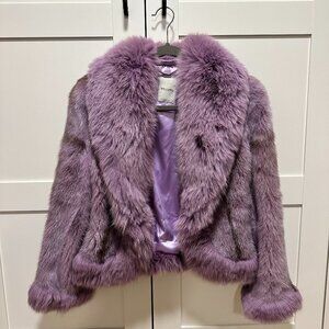 Genuine Fox Fur Coat in Purple